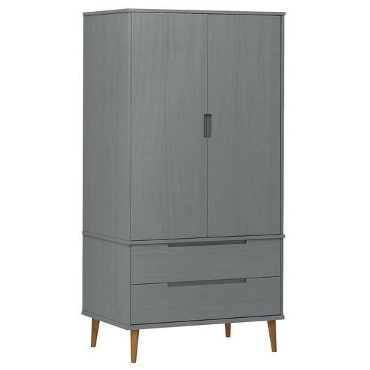 vidaXL Wardrobe "MOLDE" Grey 90x55x175 cm Solid Wood Pine