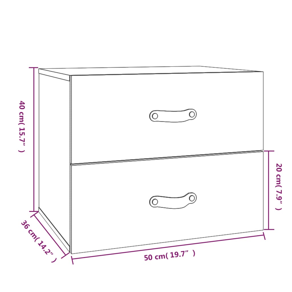 vidaXL Wall-mounted Bedside Cabinet White 50x36x40 cm