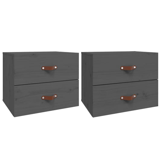 vidaXL Wall-mounted Bedside Cabinets 2 pcs Grey 50x36x40 cm
