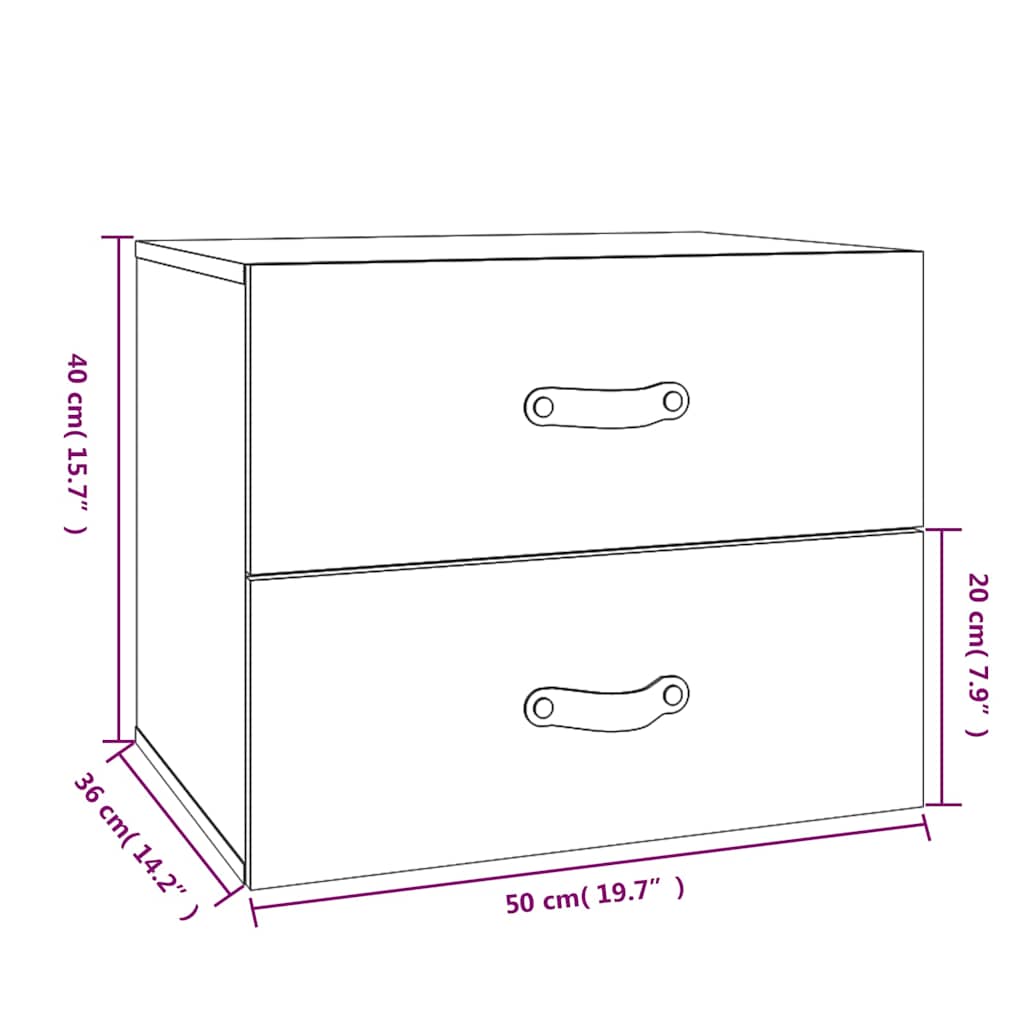 vidaXL Wall-mounted Bedside Cabinets 2 pcs Grey 50x36x40 cm