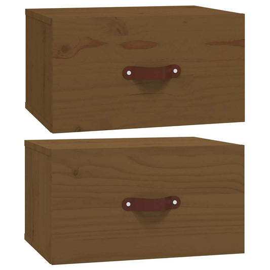 vidaXL Wall-mounted Bedside Cabinets 2 pcs Honey Brown 40x29,5x22 cm