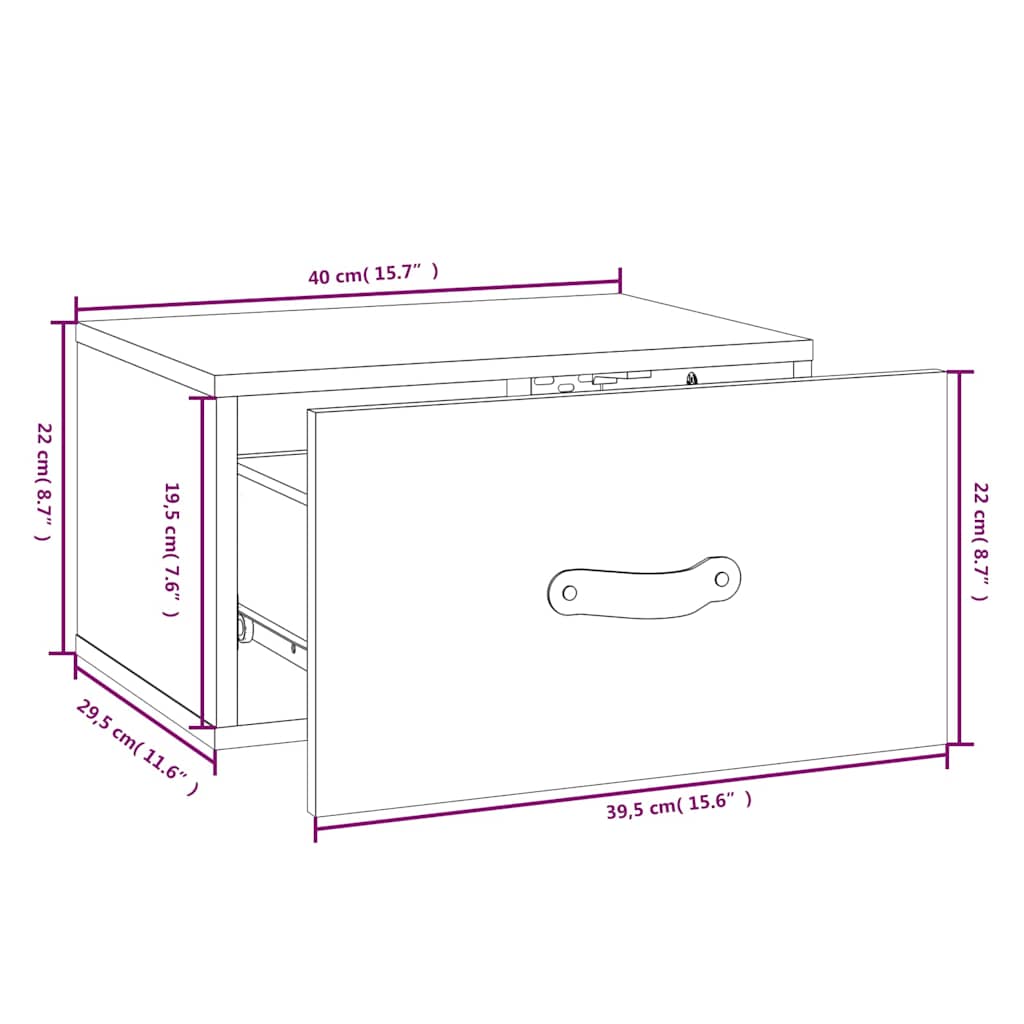 vidaXL Wall-mounted Bedside Cabinets 2 pcs Honey Brown 40x29,5x22 cm