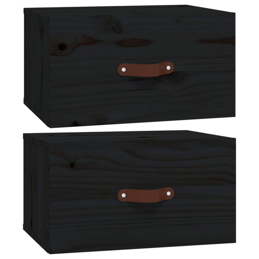 vidaXL Wall-mounted Bedside Cabinets 2 pcs Black 40x29,5x22 cm