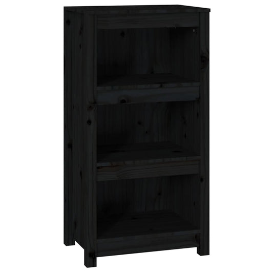 vidaXL Book Cabinet Black 50x35x97 cm Solid Wood Pine