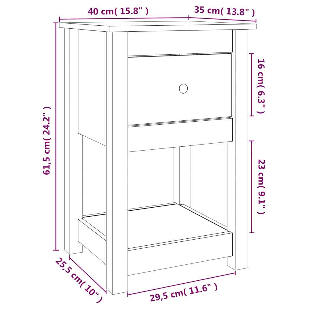 vidaXL Bedside Cabinets 2 pcs White 40x35x61,5 cm Solid Wood Pine