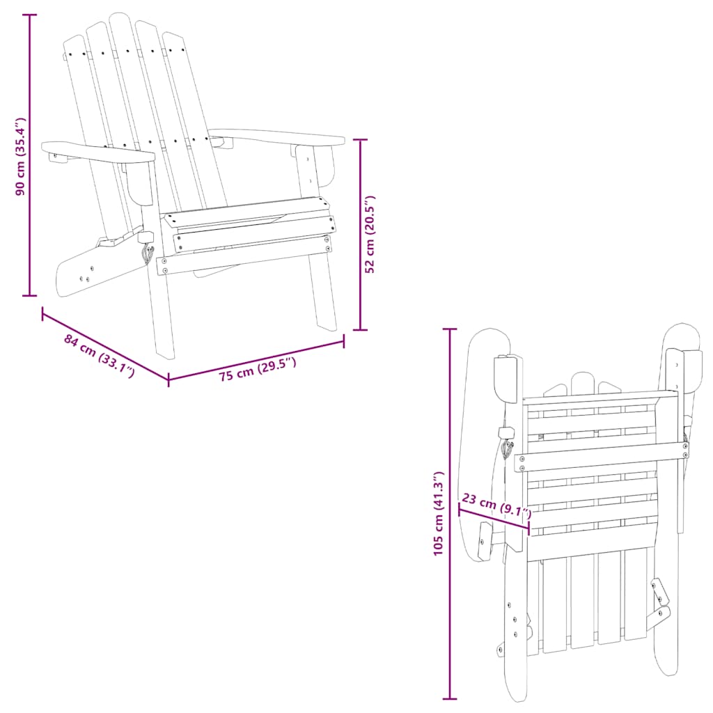 vidaXL Garden Adirondack Chairs with Footrests 2 pcs Solid Wood Acacia