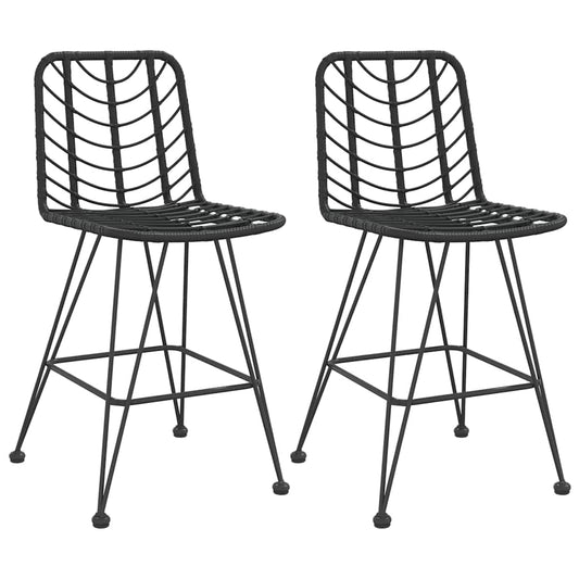 vidaXL Bar Stools 2 pcs Black 45x56x103,5 cm PE Rattan and Steel