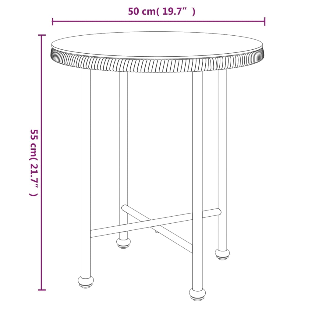 vidaXL Dining Table Ø50 cm Tempered Glass and Steel