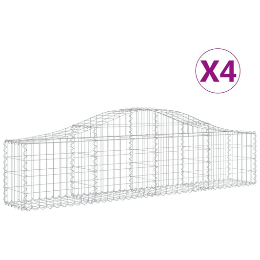 vidaXL Arched Gabion Baskets 4 pcs 200x30x40/60 cm Galvanised Iron