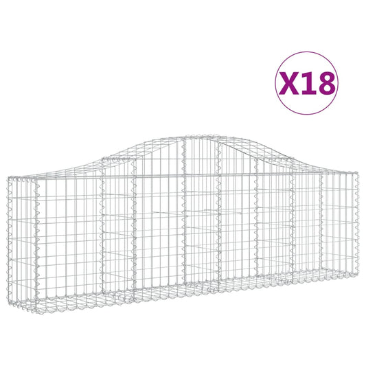 vidaXL Arched Gabion Baskets 18 pcs 200x30x60/80 cm Galvanised Iron