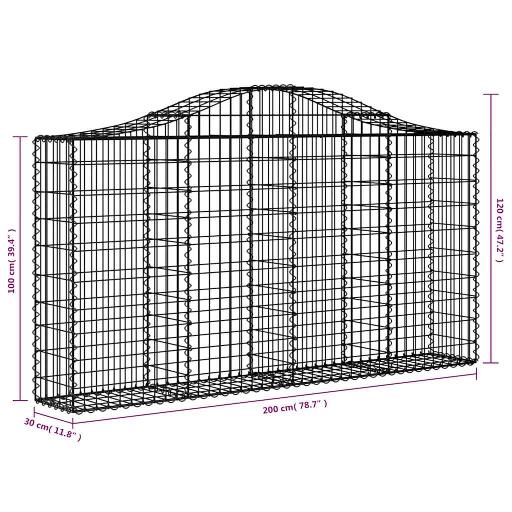 vidaXL Arched Gabion Baskets 13 pcs 200x30x100/120 cm Galvanised Iron