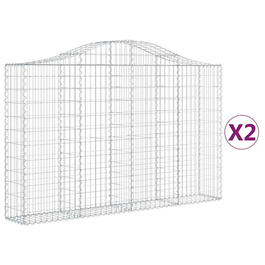 vidaXL Arched Gabion Baskets 2 pcs 200x30x120/140 cm Galvanised Iron