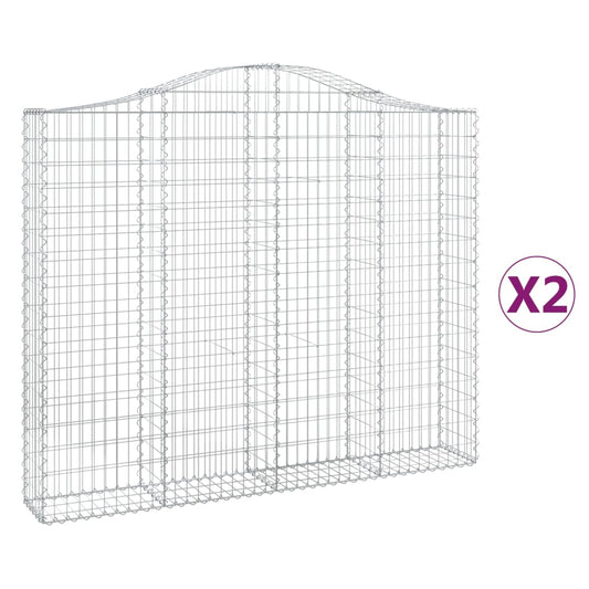 vidaXL Arched Gabion Baskets 2 pcs 200x30x160/180 cm Galvanised Iron