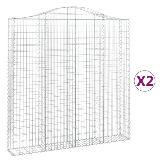 vidaXL Arched Gabion Baskets 2 pcs 200x30x200/220 cm Galvanised Iron