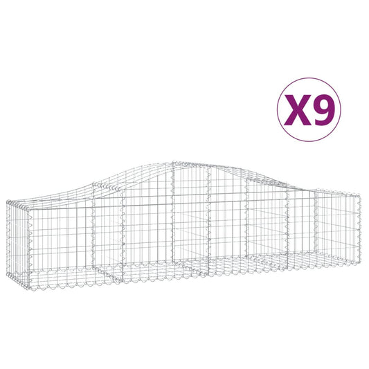 vidaXL Arched Gabion Baskets 9 pcs 200x50x40/60 cm Galvanised Iron
