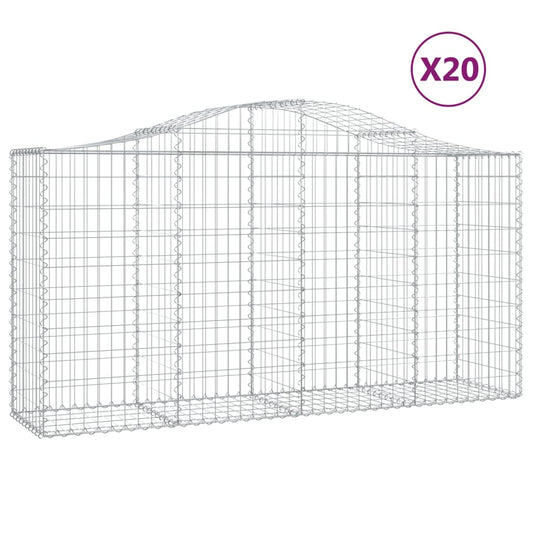 vidaXL Arched Gabion Baskets 20 pcs 200x50x100/120 cm Galvanised Iron