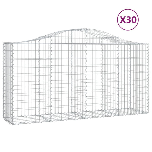 vidaXL Arched Gabion Baskets 30 pcs 200x50x100/120 cm Galvanised Iron