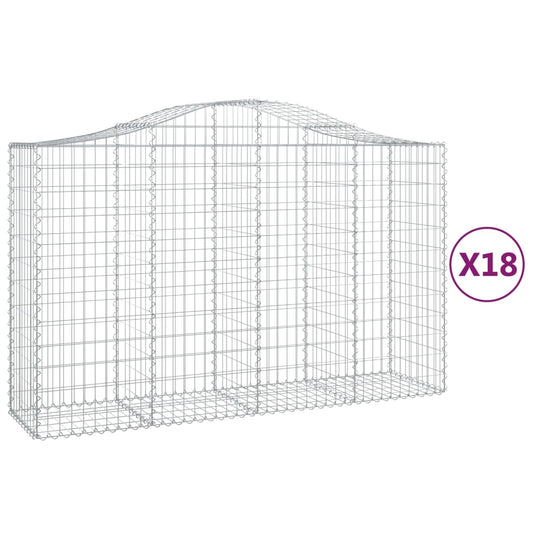 vidaXL Arched Gabion Baskets 18 pcs 200x50x120/140 cm Galvanised Iron