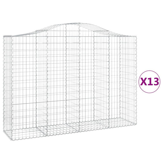 vidaXL Arched Gabion Baskets 13 pcs 200x50x140/160 cm Galvanised Iron