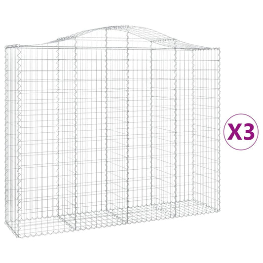 vidaXL Arched Gabion Baskets 3 pcs 200x50x160/180 cm Galvanised Iron