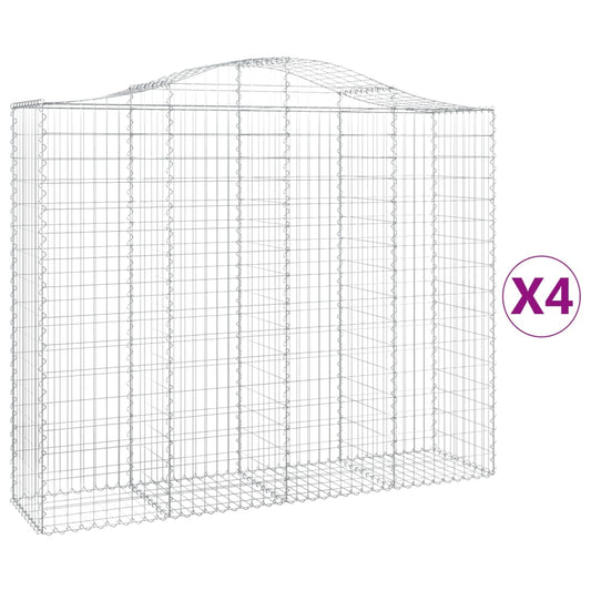 vidaXL Arched Gabion Baskets 4 pcs 200x50x160/180 cm Galvanised Iron