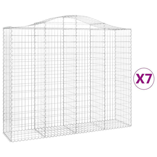 vidaXL Arched Gabion Baskets 7 pcs 200x50x160/180 cm Galvanised Iron