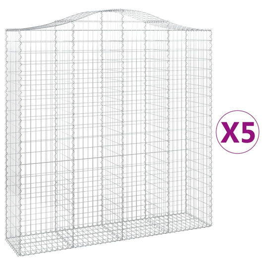 vidaXL Arched Gabion Baskets 5 pcs 200x50x200/220 cm Galvanised Iron