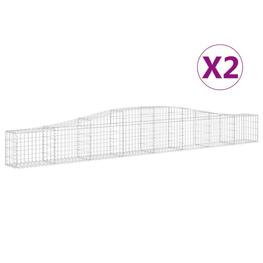 vidaXL Arched Gabion Baskets 2 pcs 400x30x40/60 cm Galvanised Iron
