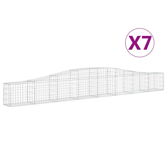 vidaXL Arched Gabion Baskets 7 pcs 400x30x40/60 cm Galvanised Iron