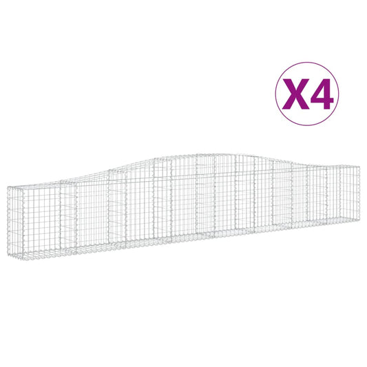 vidaXL Arched Gabion Baskets 4 pcs 400x30x60/80 cm Galvanised Iron