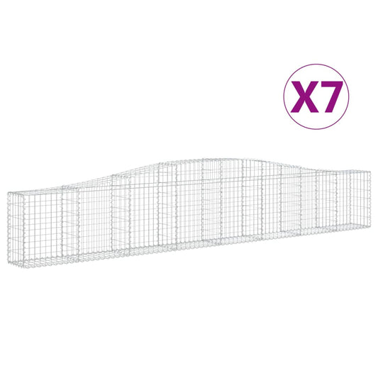 vidaXL Arched Gabion Baskets 7 pcs 400x30x60/80 cm Galvanised Iron