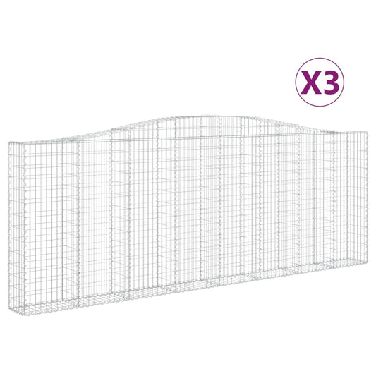 vidaXL Arched Gabion Baskets 3 pcs 400x30x140/160 cm Galvanised Iron