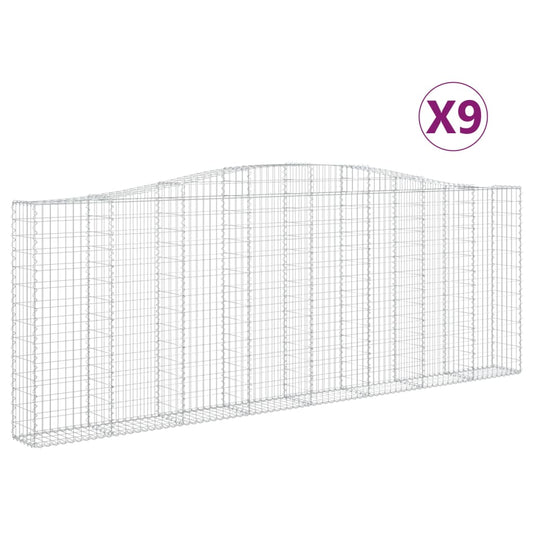 vidaXL Arched Gabion Baskets 9 pcs 400x30x140/160 cm Galvanised Iron