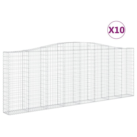 vidaXL Arched Gabion Baskets 10 pcs 400x30x140/160 cm Galvanised Iron