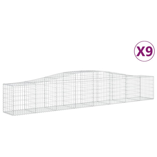vidaXL Arched Gabion Baskets 9 pcs 400x50x60/80 cm Galvanised Iron