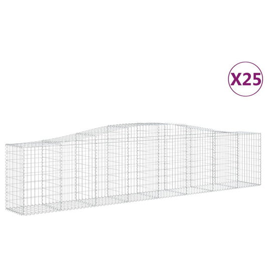 vidaXL Arched Gabion Baskets 25 pcs 400x50x80/100 cm Galvanised Iron