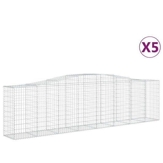 vidaXL Arched Gabion Baskets 5 pcs 400x50x100/120 cm Galvanised Iron