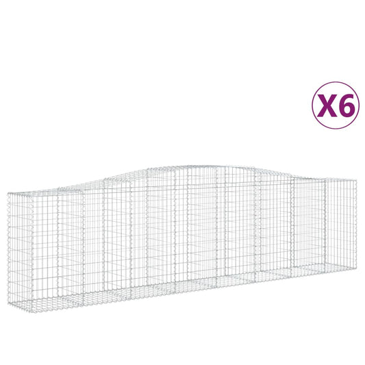vidaXL Arched Gabion Baskets 6 pcs 400x50x100/120 cm Galvanised Iron