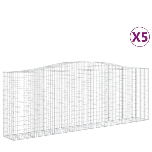 vidaXL Arched Gabion Baskets 5 pcs 400x50x140/160 cm Galvanised Iron