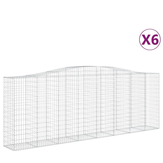 vidaXL Arched Gabion Baskets 6 pcs 400x50x140/160 cm Galvanised Iron