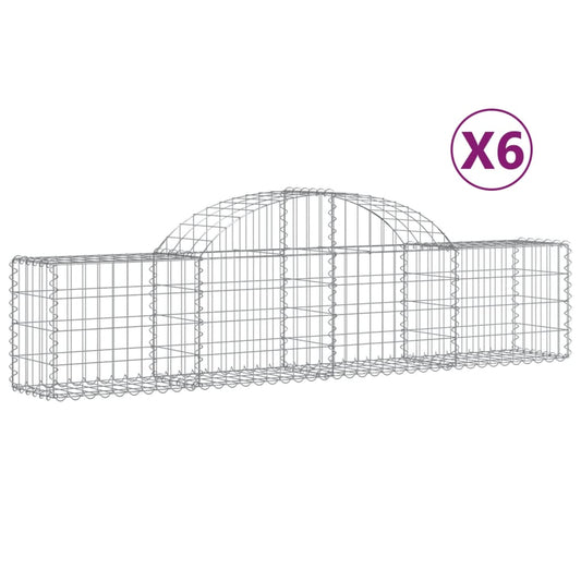 vidaXL Arched Gabion Baskets 6 pcs 200x30x40/60 cm Galvanised Iron