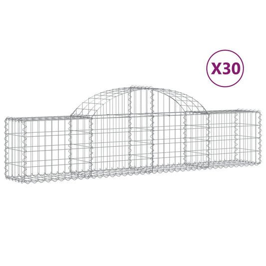 vidaXL Arched Gabion Baskets 30 pcs 200x30x40/60 cm Galvanised Iron