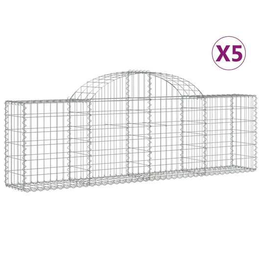 vidaXL Arched Gabion Baskets 5 pcs 200x30x60/80 cm Galvanised Iron