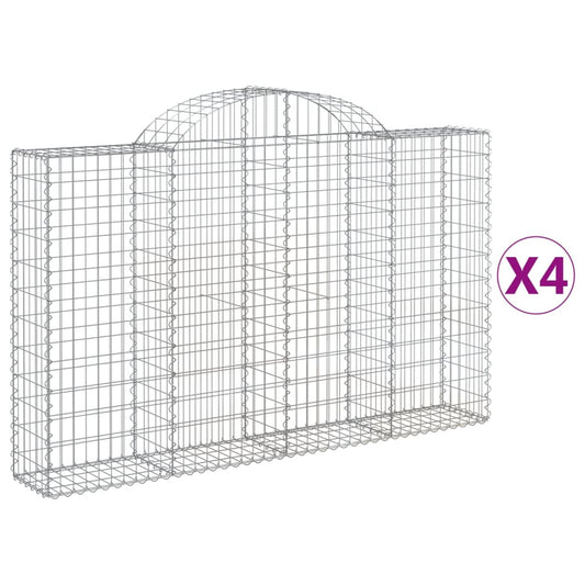 vidaXL Arched Gabion Baskets 4 pcs 200x30x120/140 cm Galvanised Iron