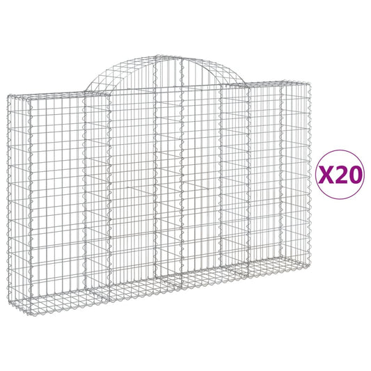 vidaXL Arched Gabion Baskets 20 pcs 200x30x120/140 cm Galvanised Iron