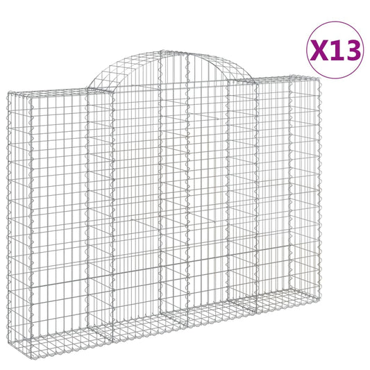 vidaXL Arched Gabion Baskets 13 pcs 200x30x140/160 cm Galvanised Iron