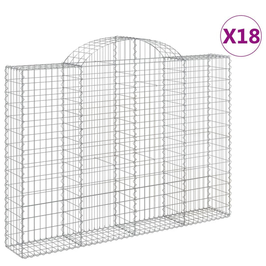 vidaXL Arched Gabion Baskets 18 pcs 200x30x140/160 cm Galvanised Iron