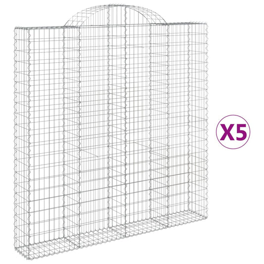 vidaXL Arched Gabion Baskets 5 pcs 200x30x200/220 cm Galvanised Iron