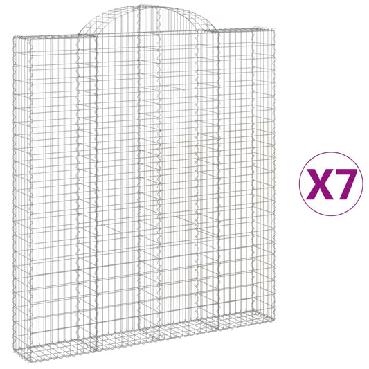 vidaXL Arched Gabion Baskets 7 pcs 200x30x220/240 cm Galvanised Iron