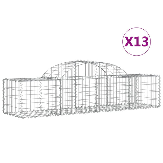 vidaXL Arched Gabion Baskets 13 pcs 200x50x40/60 cm Galvanised Iron